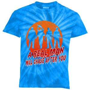 A Real Man Will Chase After You Halloween Horor Movie Retro Kids Tie-Dye T-Shirt