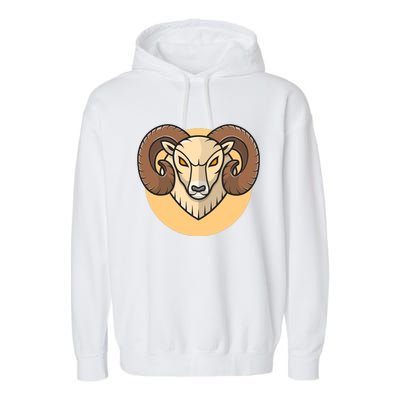 Angry Ram Mascot Cartoon Icon Illustration Garment-Dyed Fleece Hoodie