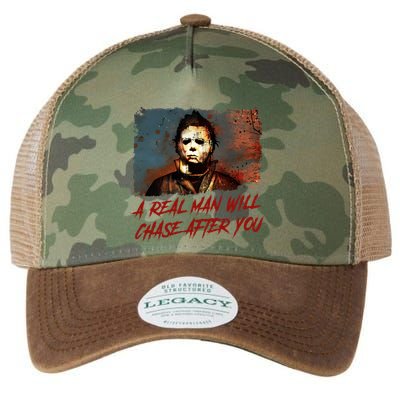 A Real Man Will Chase After You Horror Character Halloween Killer Legacy Tie Dye Trucker Hat