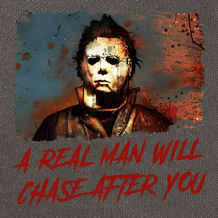 A Real Man Will Chase After You Horror Character Halloween Killer Cotton Canvas Backpack