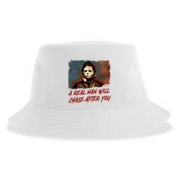 A Real Man Will Chase After You Horror Character Halloween Killer Sustainable Bucket Hat