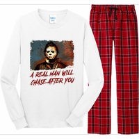 A Real Man Will Chase After You Horror Character Halloween Killer Long Sleeve Pajama Set