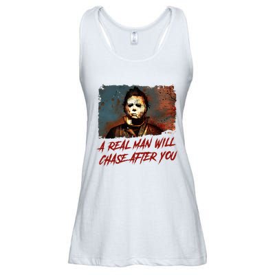 A Real Man Will Chase After You Horror Character Halloween Killer Ladies Essential Flowy Tank