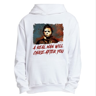 A Real Man Will Chase After You Horror Character Halloween Killer Urban Pullover Hoodie