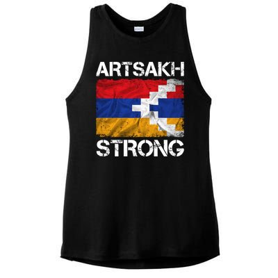 Armenia Flag Artsakh Strong Protest Ladies PosiCharge Tri-Blend Wicking Tank