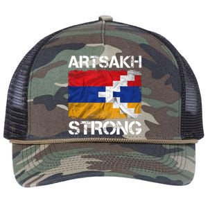 Armenia Flag Artsakh Strong Protest Retro Rope Trucker Hat Cap