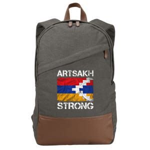 Armenia Flag Artsakh Strong Protest Cotton Canvas Backpack