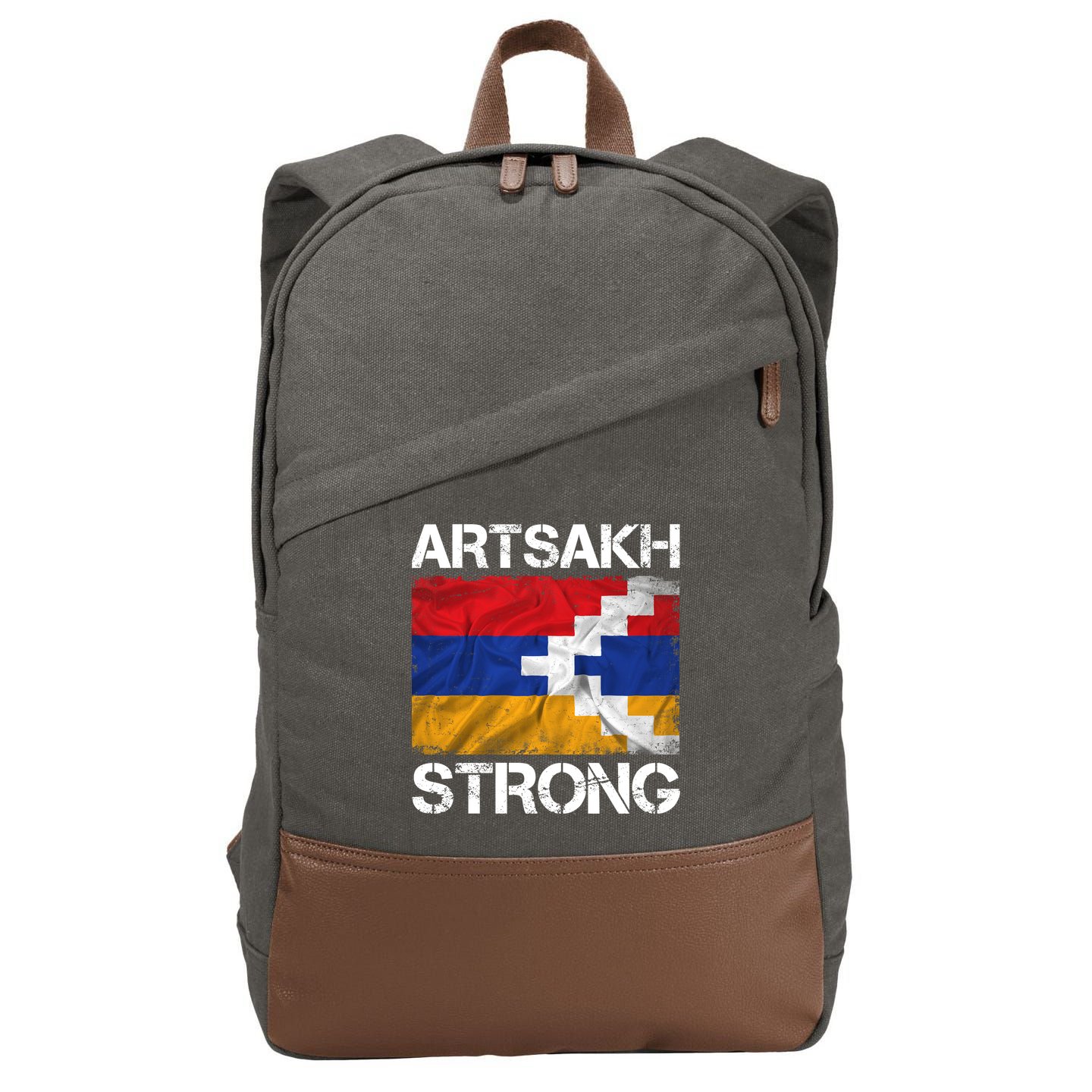 Armenia Flag Artsakh Strong Protest Cotton Canvas Backpack