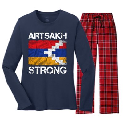 Armenia Flag Artsakh Strong Protest Women's Long Sleeve Flannel Pajama Set 