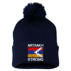 Armenia Flag Artsakh Strong Protest Pom Pom 12in Knit Beanie