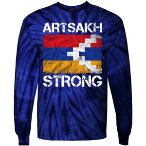 Armenia Flag Artsakh Strong Protest Tie-Dye Long Sleeve Shirt