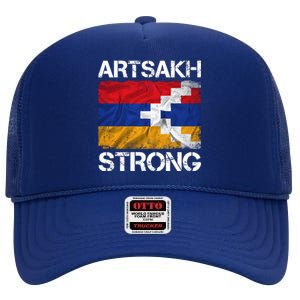 Armenia Flag Artsakh Strong Protest High Crown Mesh Back Trucker Hat