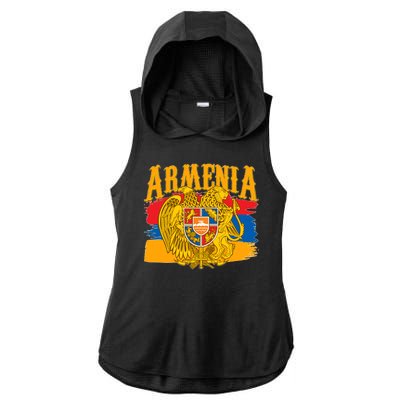 Armenia Flag Crest Artsakh Protest  Ladies PosiCharge Tri-Blend Wicking Draft Hoodie Tank