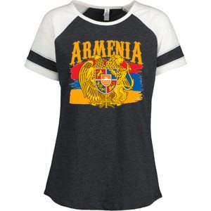 Armenia Flag Crest Artsakh Protest  Enza Ladies Jersey Colorblock Tee