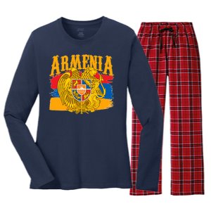 Armenia Flag Crest Artsakh Protest  Women's Long Sleeve Flannel Pajama Set 