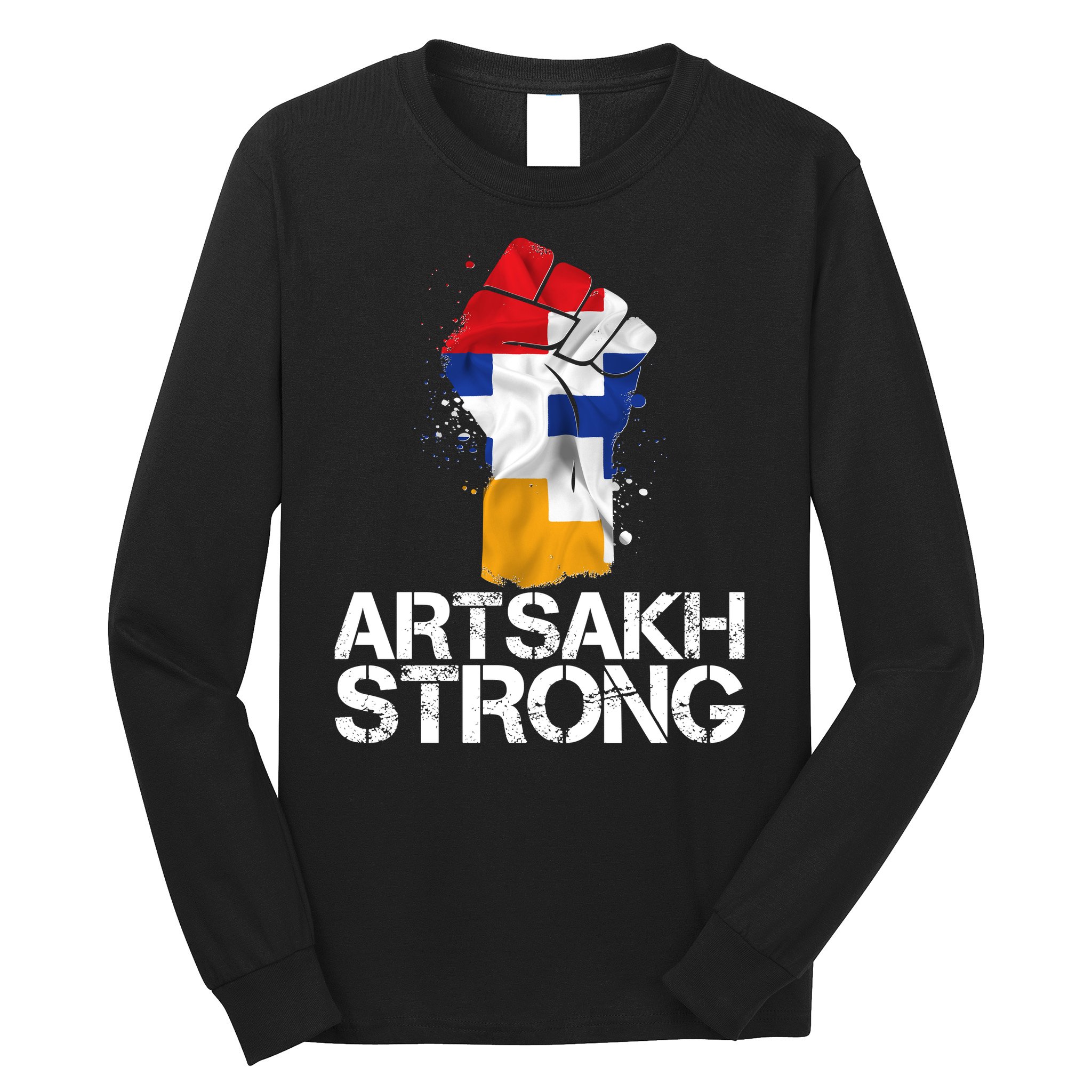 Armenian Protest Artsakh Strong Flag Colors Fist Long Sleeve Shirt