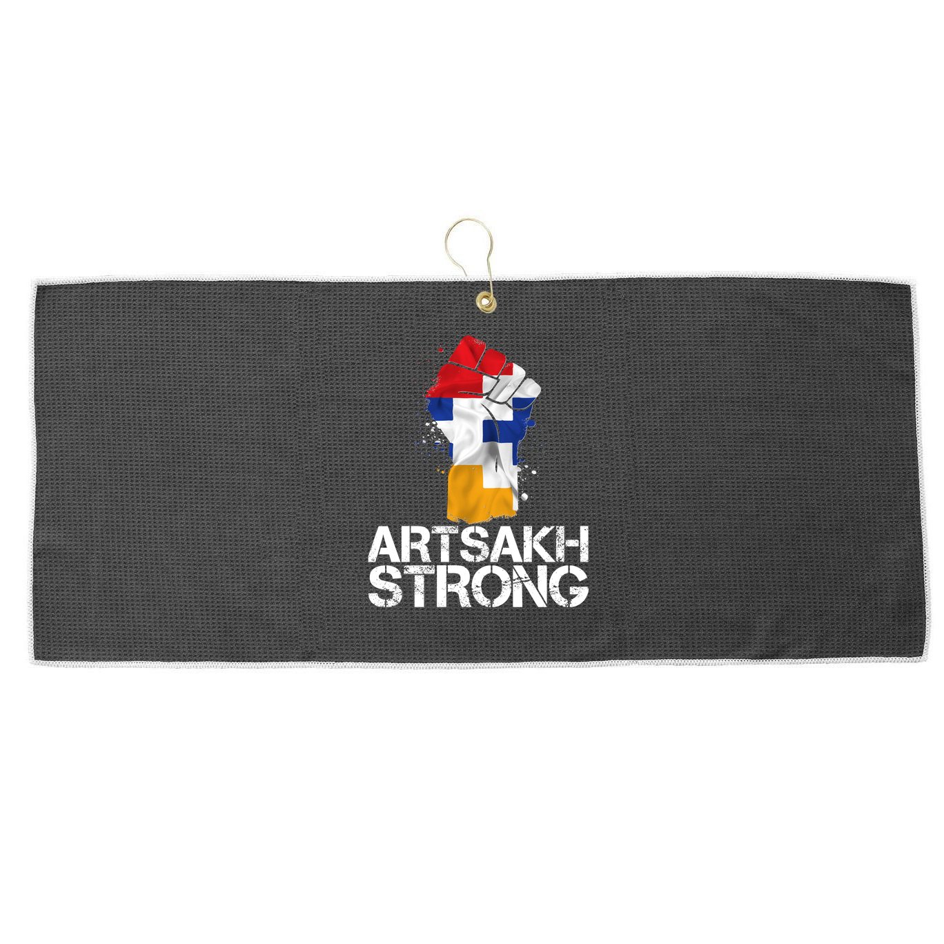 Armenian Protest Artsakh Strong Flag Colors Fist Large Microfiber Waffle Golf Towel