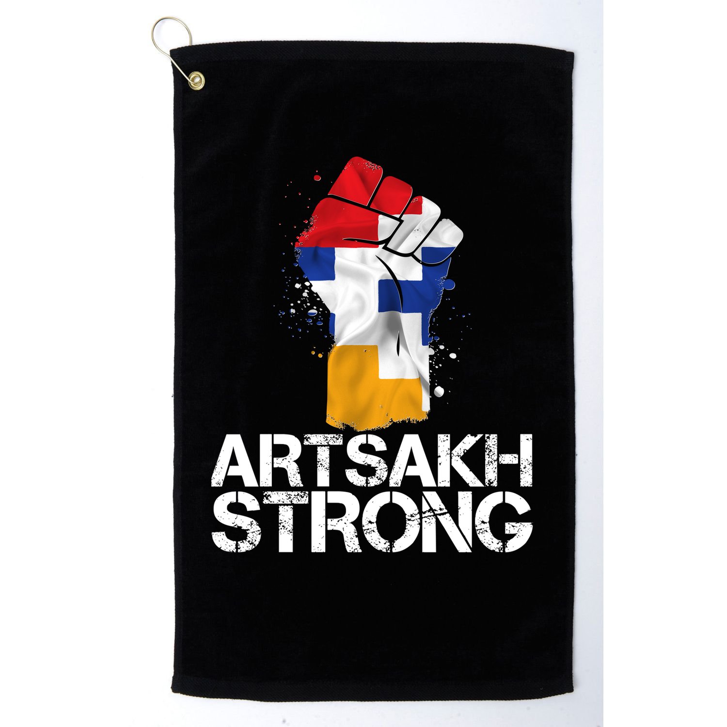 Armenian Protest Artsakh Strong Flag Colors Fist Golf Towel