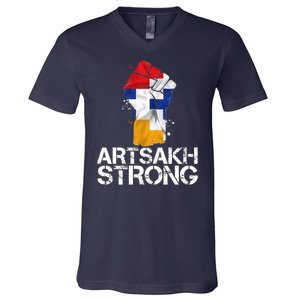 Armenian Protest Artsakh Strong Flag Colors Fist V-Neck T-Shirt