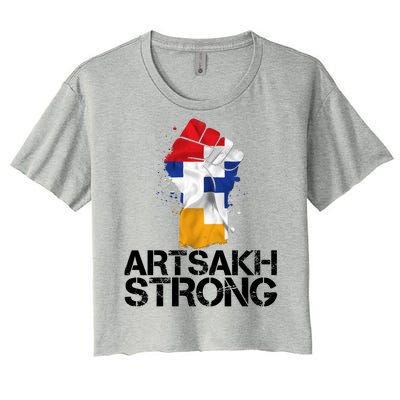 Armenian Protest Artsakh Strong Flag Colors Fist Women's Crop Top Tee