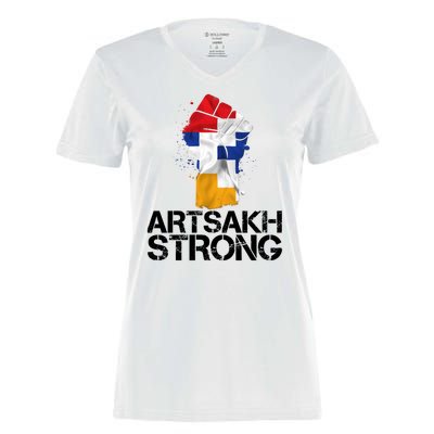 Armenian Protest Artsakh Strong Flag Colors Fist Women's Momentum V-Neck T-Shirt