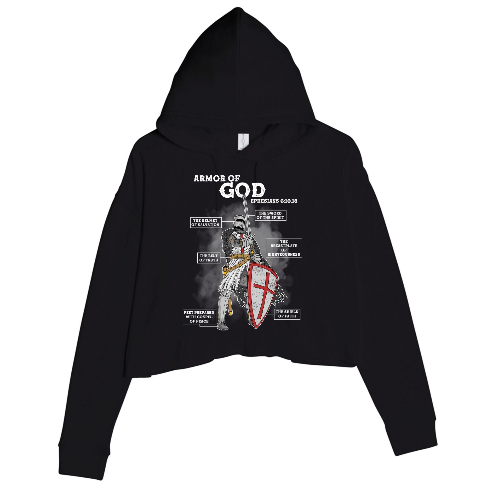Armor Of God Ephesian 6:10-18 Crop Fleece Hoodie