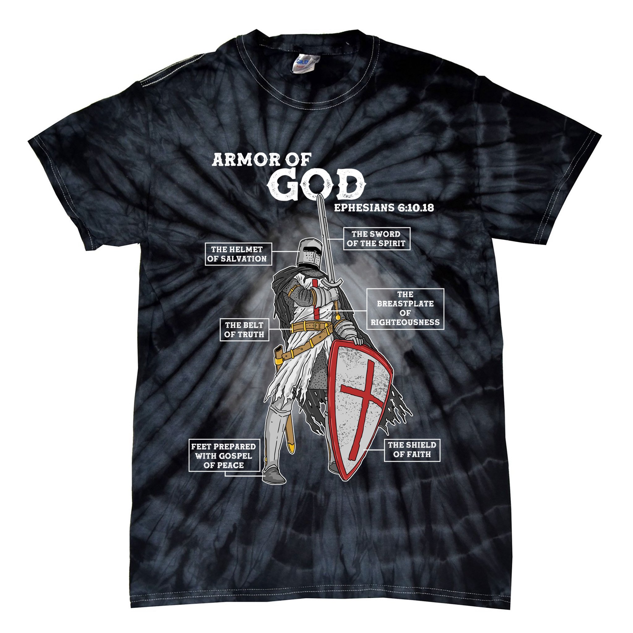 Armor Of God Ephesian 6:10-18 Tie-Dye T-Shirt
