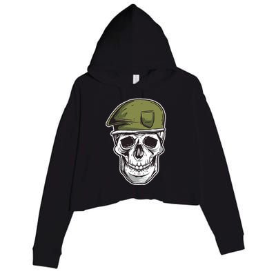 Army Military Skull Crop Fleece Hoodie