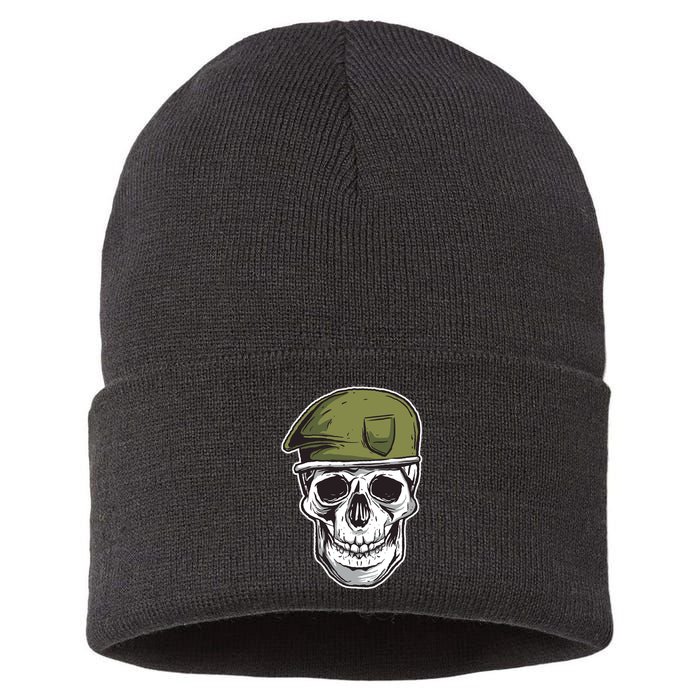 Army Military Skull Sustainable Knit Beanie