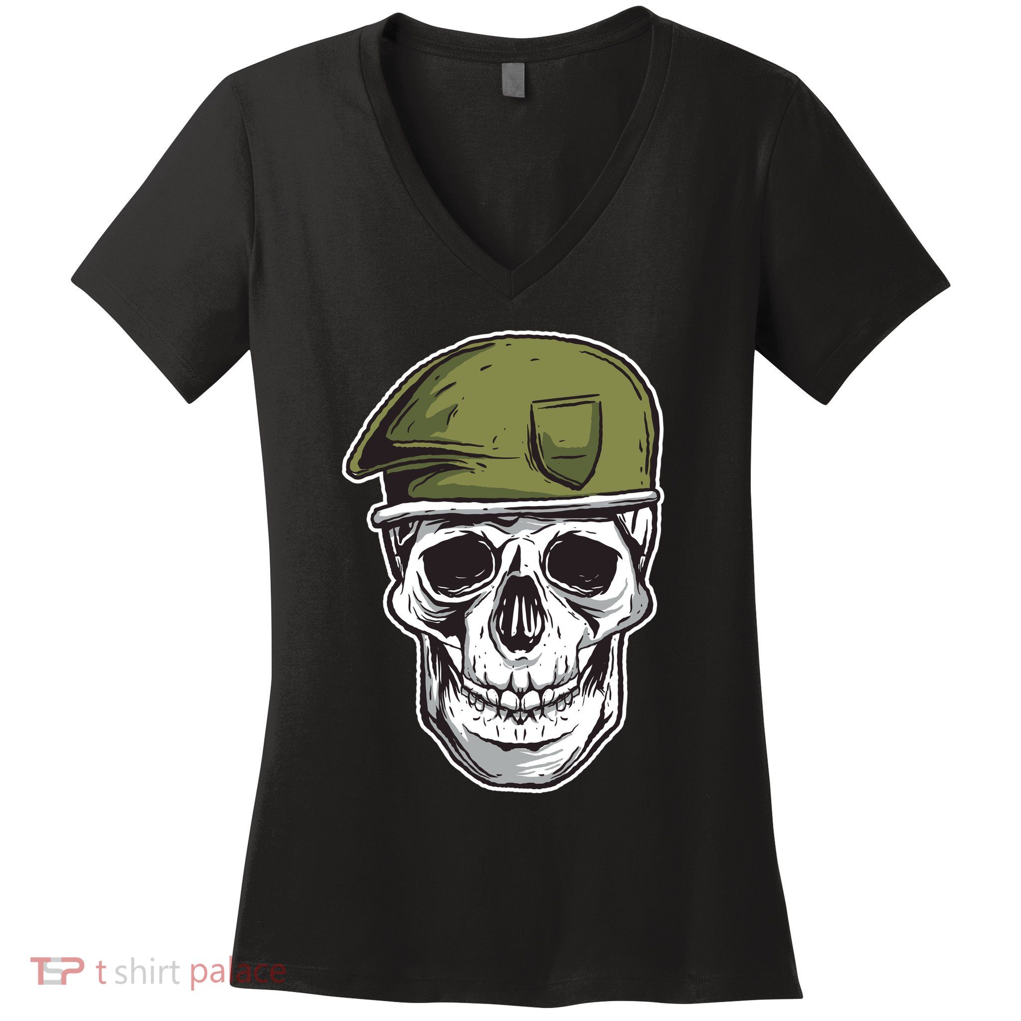 Army Military Skull Women's V-Neck T-Shirt