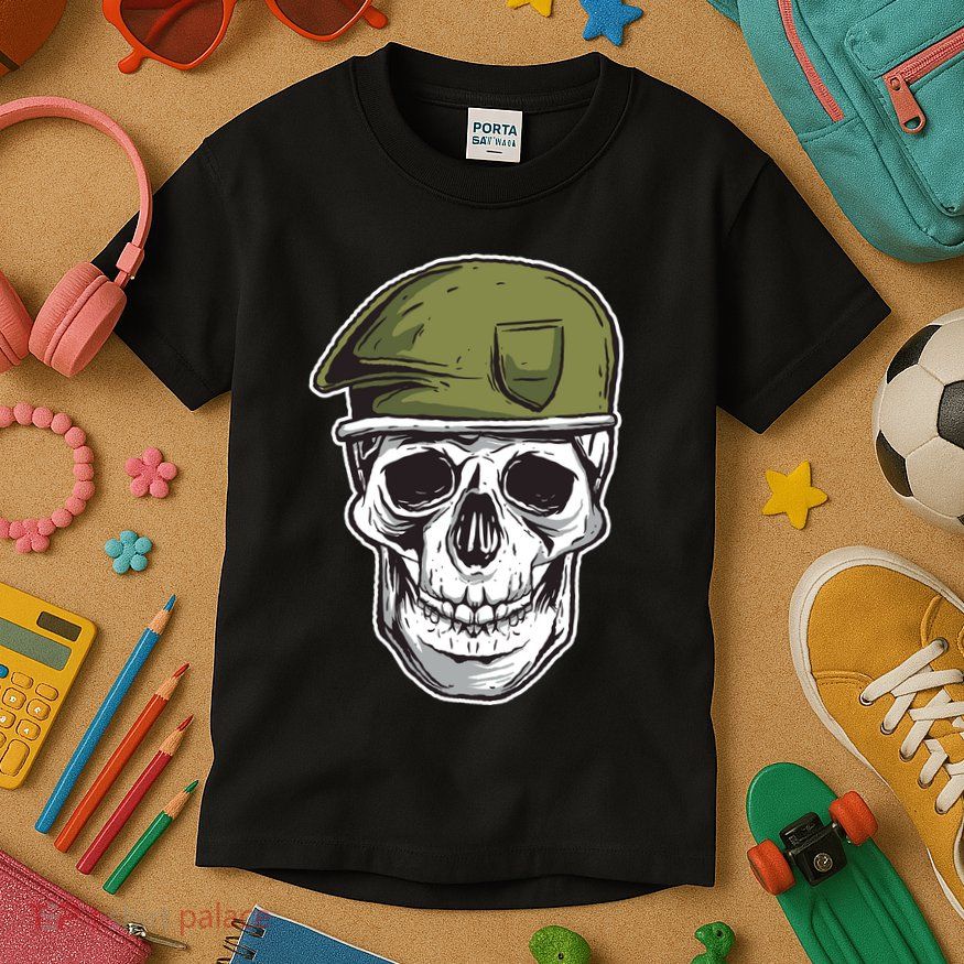 Army Military Skull Kids T-Shirt