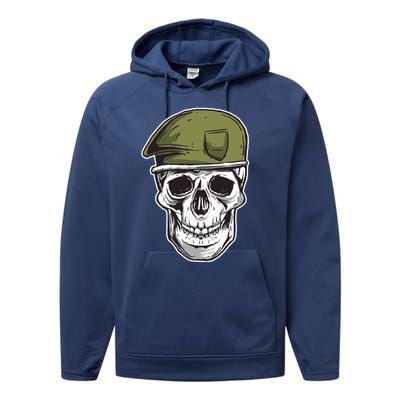 Army Military Skull Performance Fleece Hoodie