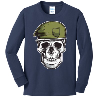 Army Military Skull Kids Long Sleeve Shirt