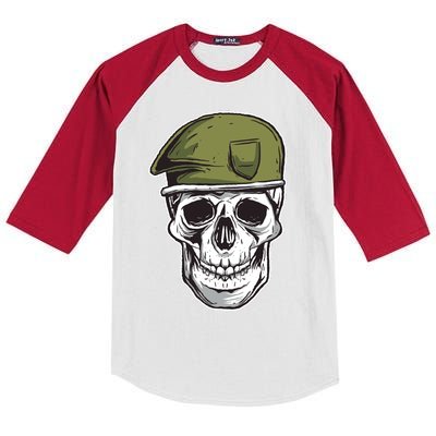 Army Military Skull Kids Colorblock Raglan Jersey