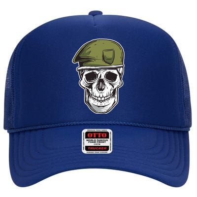 Army Military Skull High Crown Mesh Back Trucker Hat