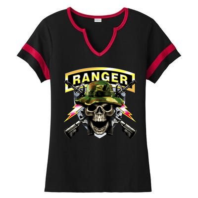 Army Ranger Skull Ladies Halftime Notch Neck Tee