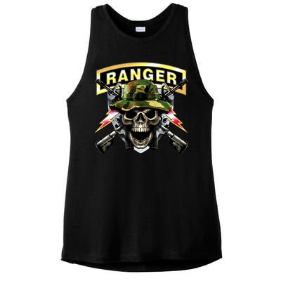 Army Ranger Skull Ladies PosiCharge Tri-Blend Wicking Tank