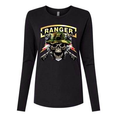 Army Ranger Skull Womens Cotton Relaxed Long Sleeve T-Shirt