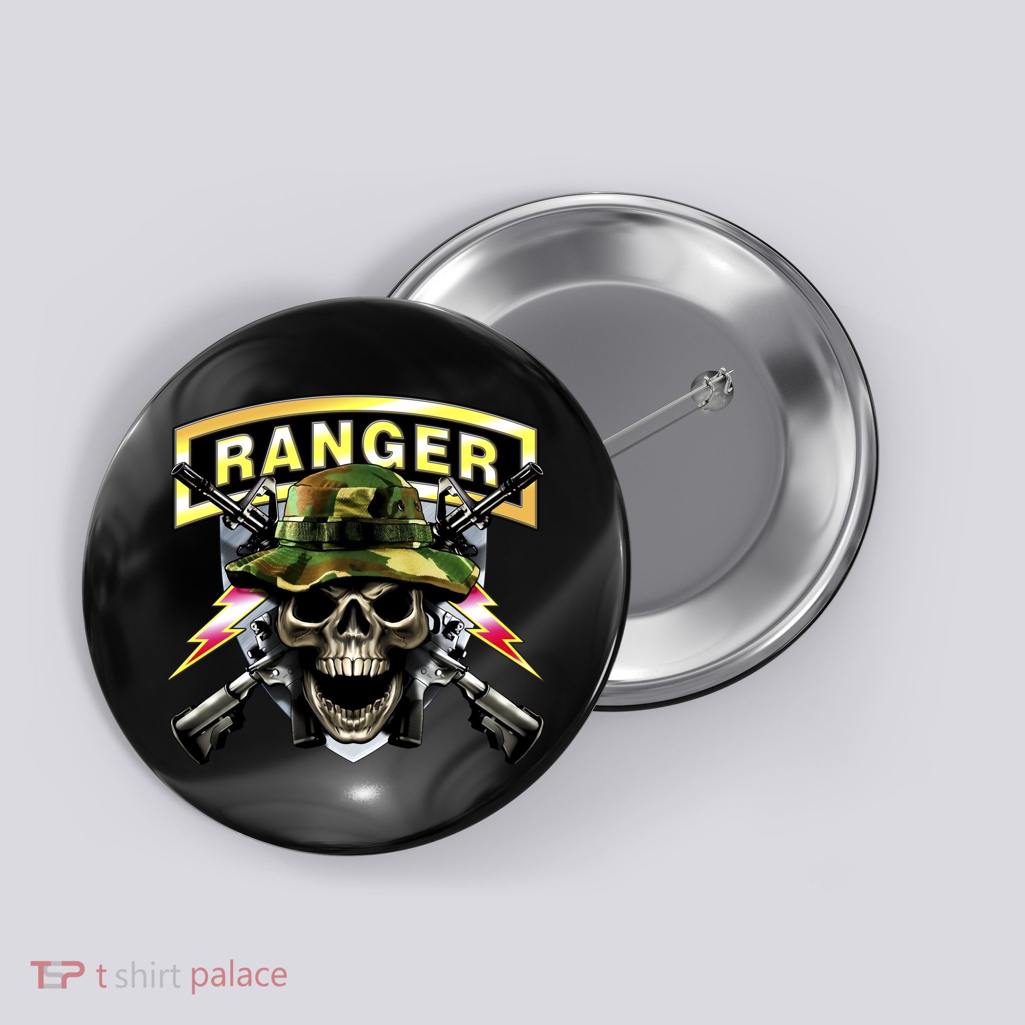 Army Ranger Skull Button