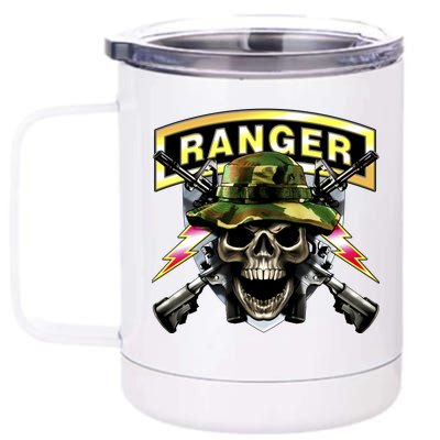 Army Ranger Skull 12 oz Stainless Steel Tumbler Cup