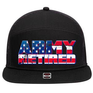 Army Retired 7 Panel Mesh Trucker Snapback Hat