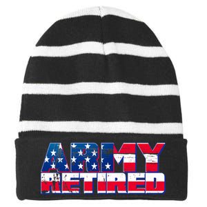 Army Retired Striped Beanie with Solid Band