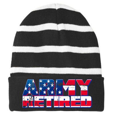 Army Retired Striped Beanie with Solid Band