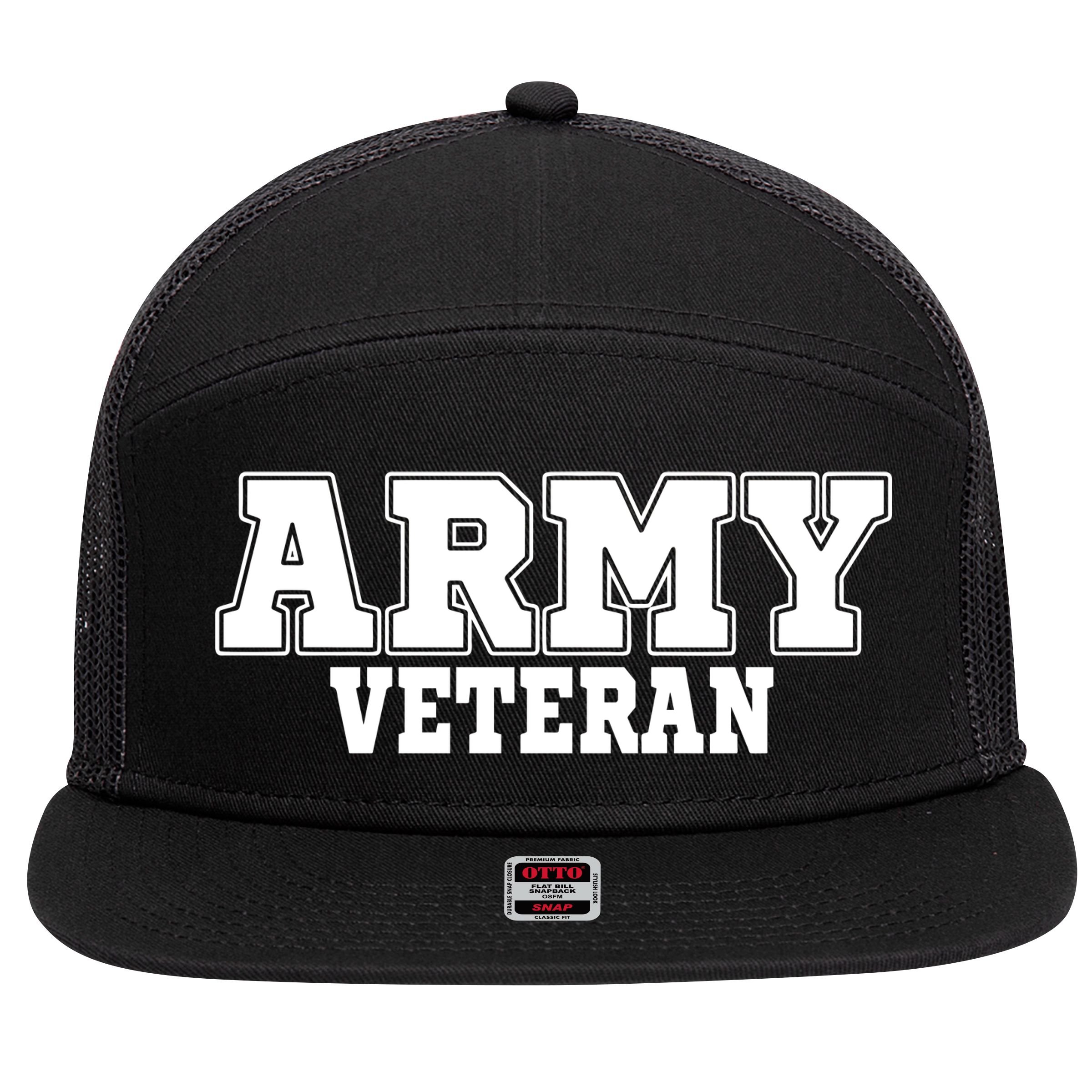 Army Veteran 7 Panel Mesh Trucker Snapback Hat