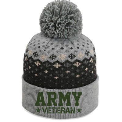 Army Veteran Distress Logo The Baniff Cuffed Pom Beanie