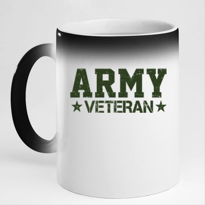 Army Veteran Distress Logo 11oz Black Color Changing Mug