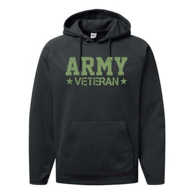 Army Veteran Distress Logo Performance Fleece Hoodie