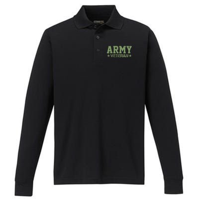 Army Veteran Distress Logo Performance Long Sleeve Polo