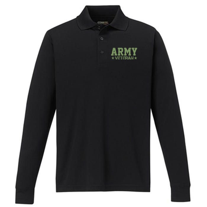 Army Veteran Distress Logo Performance Long Sleeve Polo