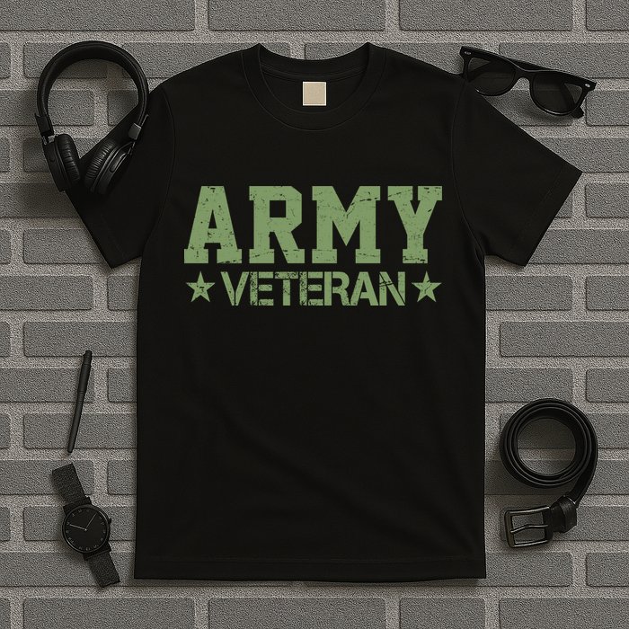 Army Veteran Distress Logo T-Shirt